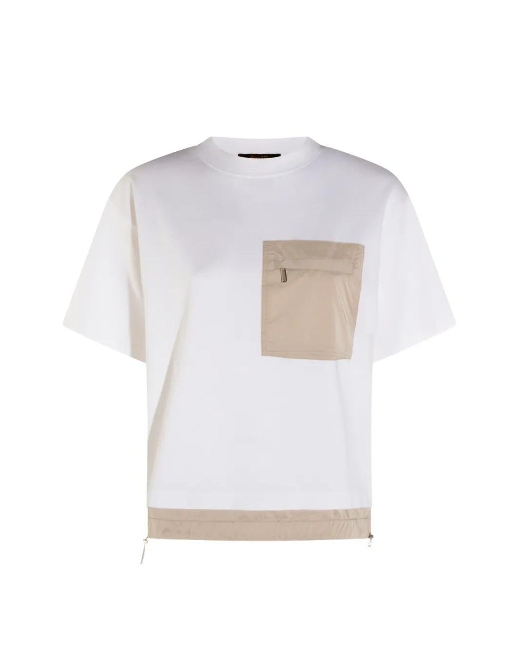 Moorer White T-Shirt À Poche Poitrine