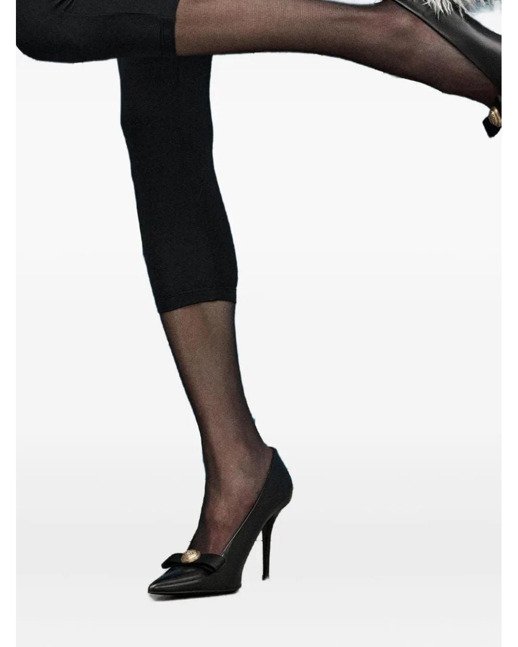 POTAMY Black 100Mm Leather Heeled Pumps