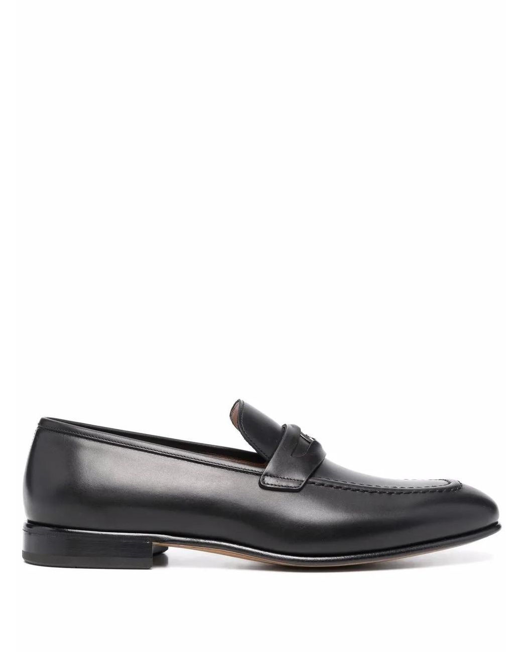 Ferragamo Gray Madison Leather Penny Loafers for men