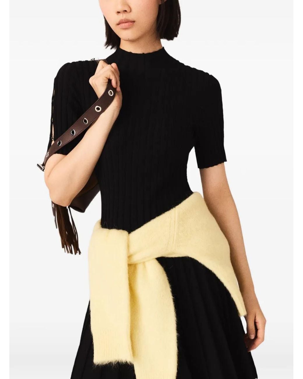 Maje Black Short Knit Dress