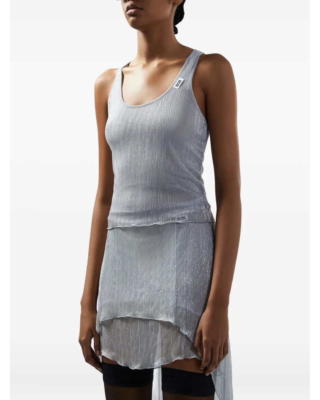 Top sin mangas Rouches Gcds de color Gray