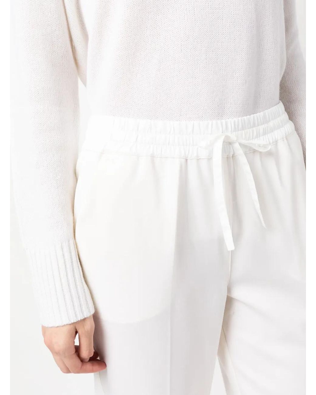 P.A.R.O.S.H. White P.A.R.O..H. Tapered Drawstring Trousers