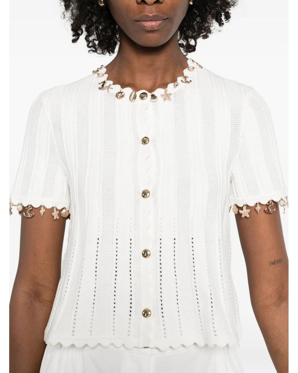 Maje White Jewellery Cardigan