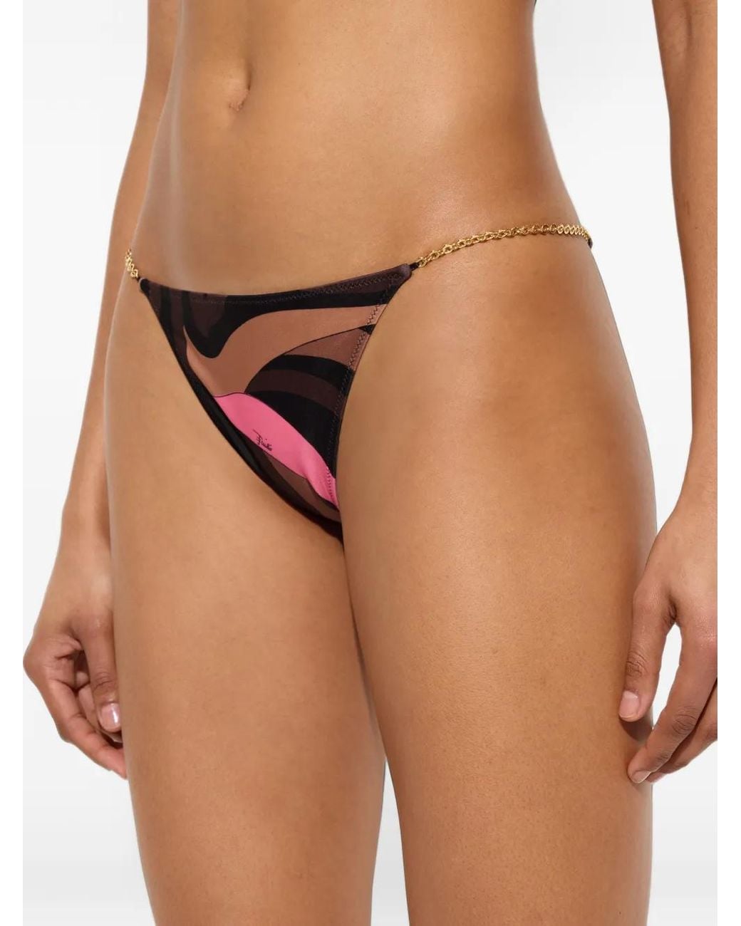 Emilio Pucci White Marmo-Print Bikini Bottom