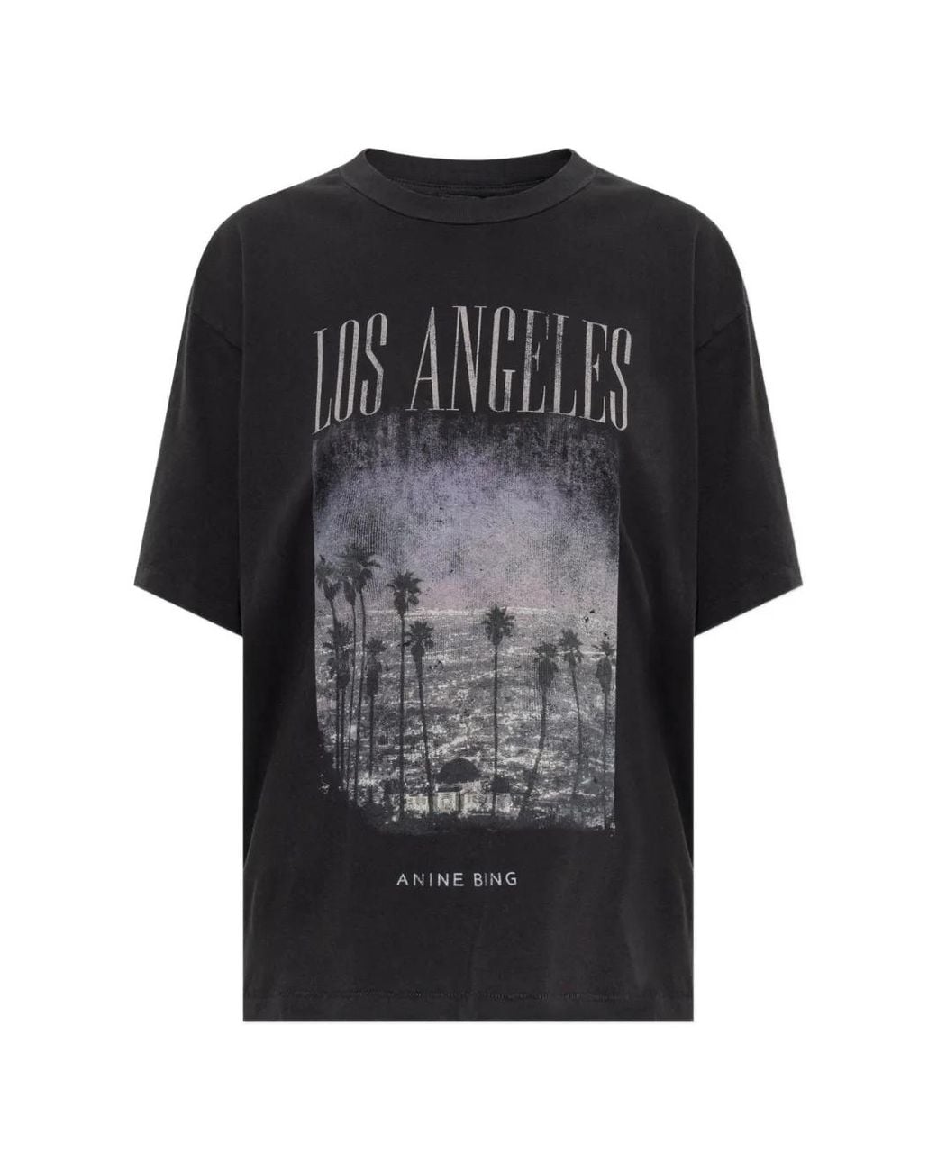 Anine Bing Black Cade Graphic-Print T-Shirt