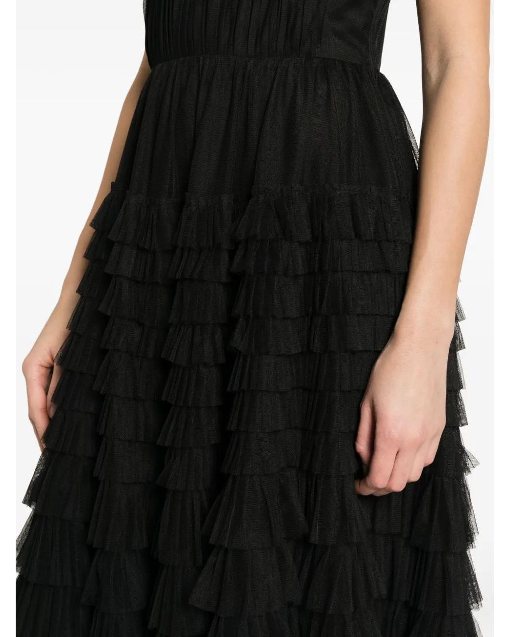 Twinset Black Ruffled V-Neck Dress