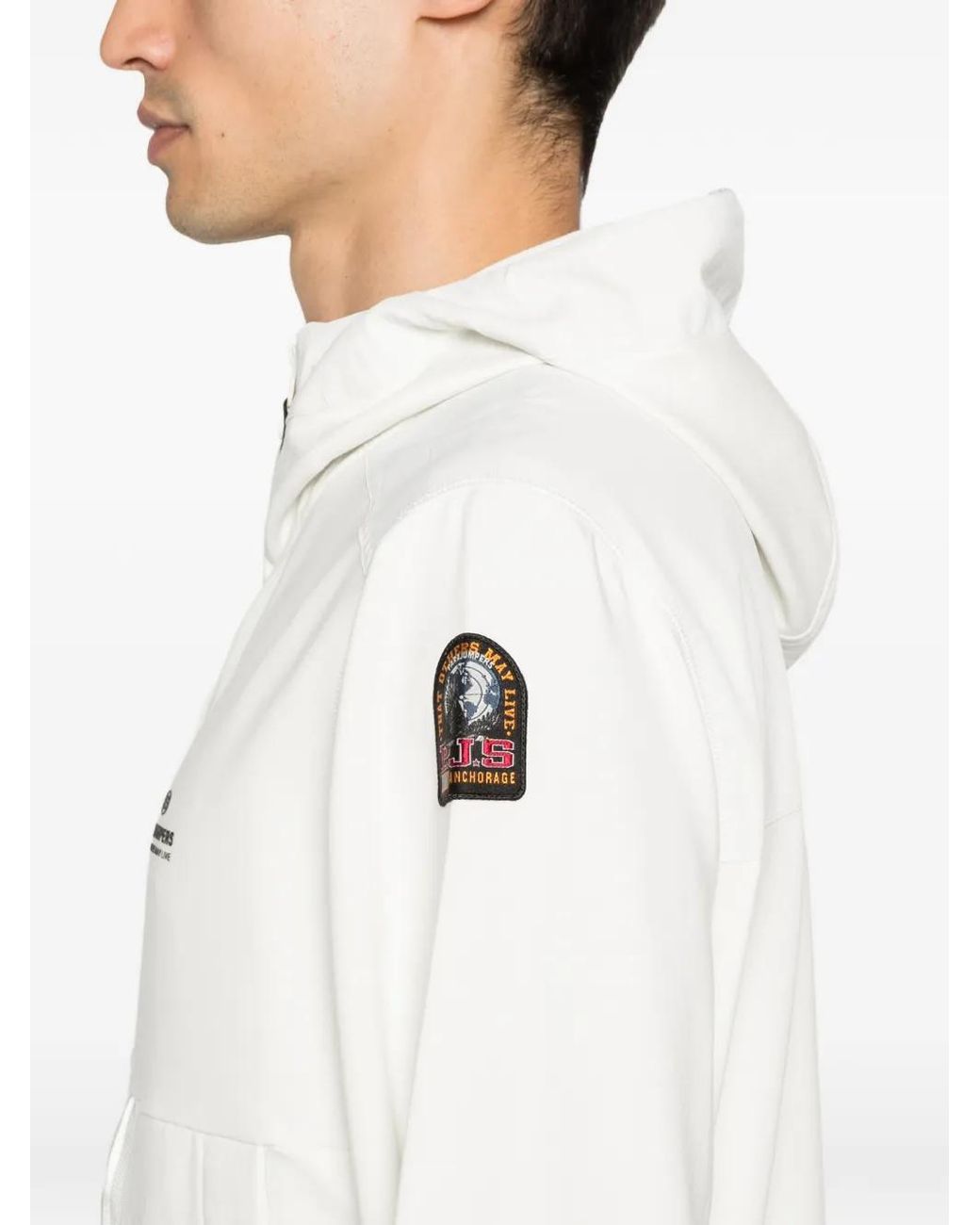 Parajumpers White Hooded Zip Jacket for men