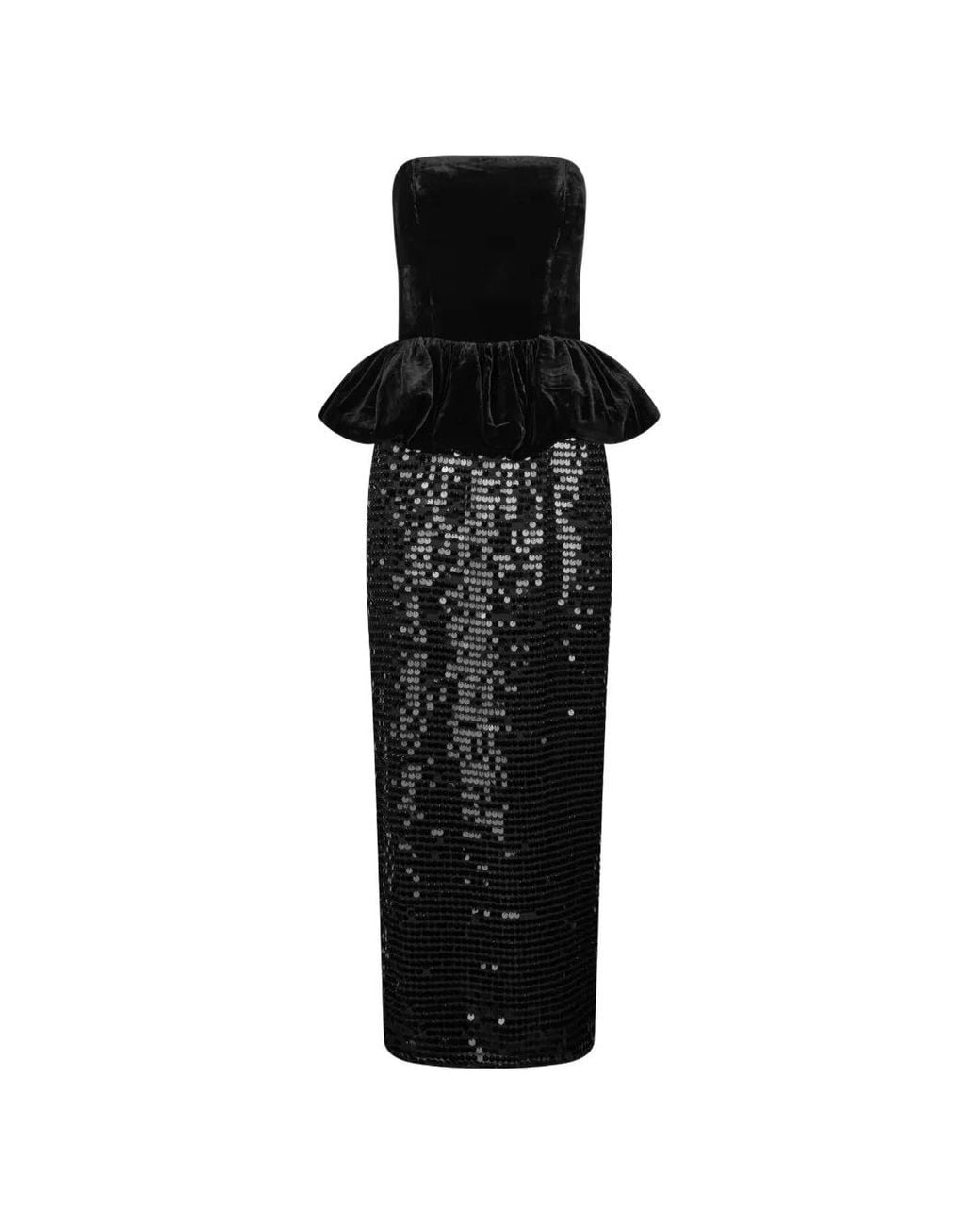 ROTATE BIRGER CHRISTENSEN Black Sequins Maxi Peplum Dress