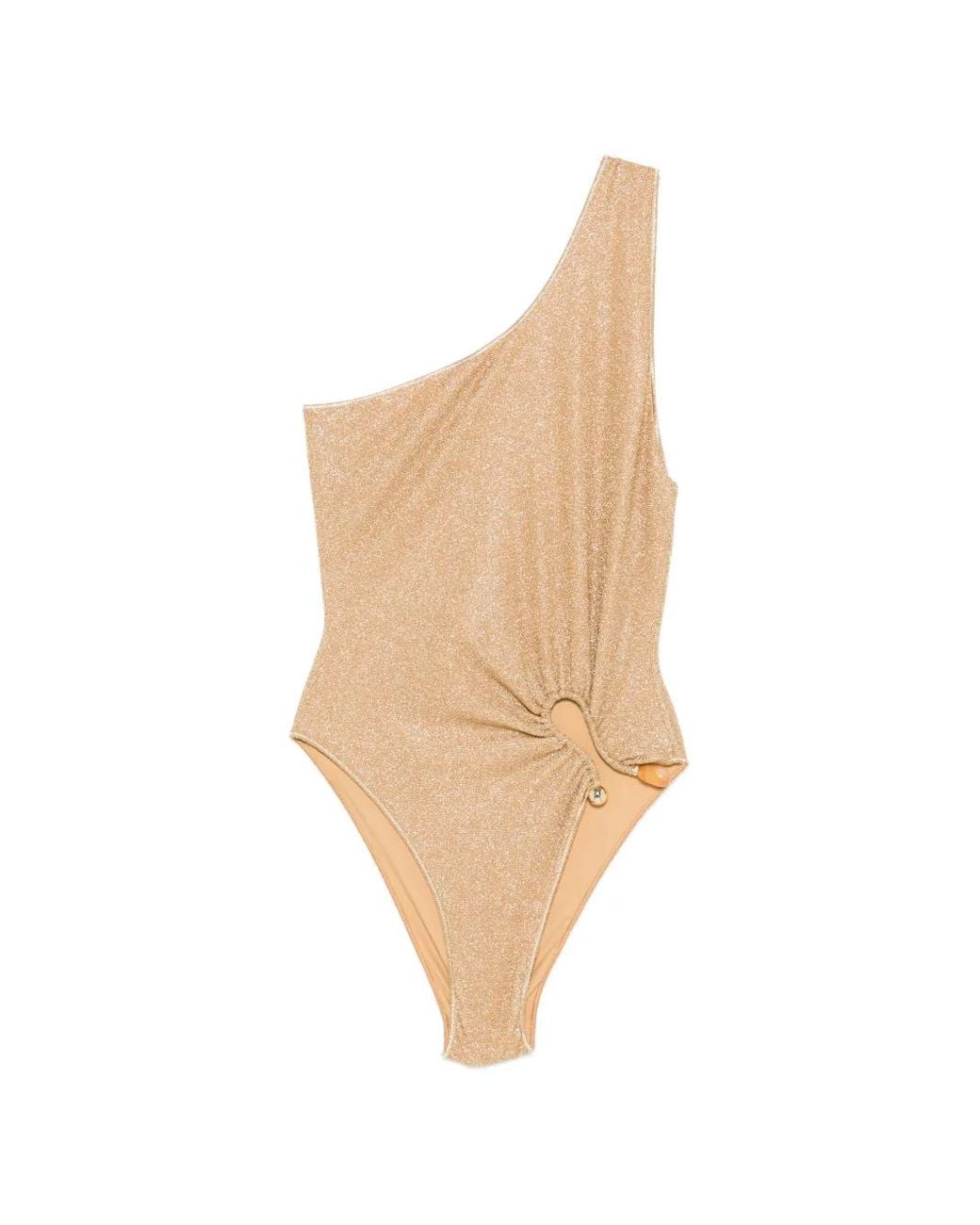 Oseree White Lumière One-Shoulder Swimsuit