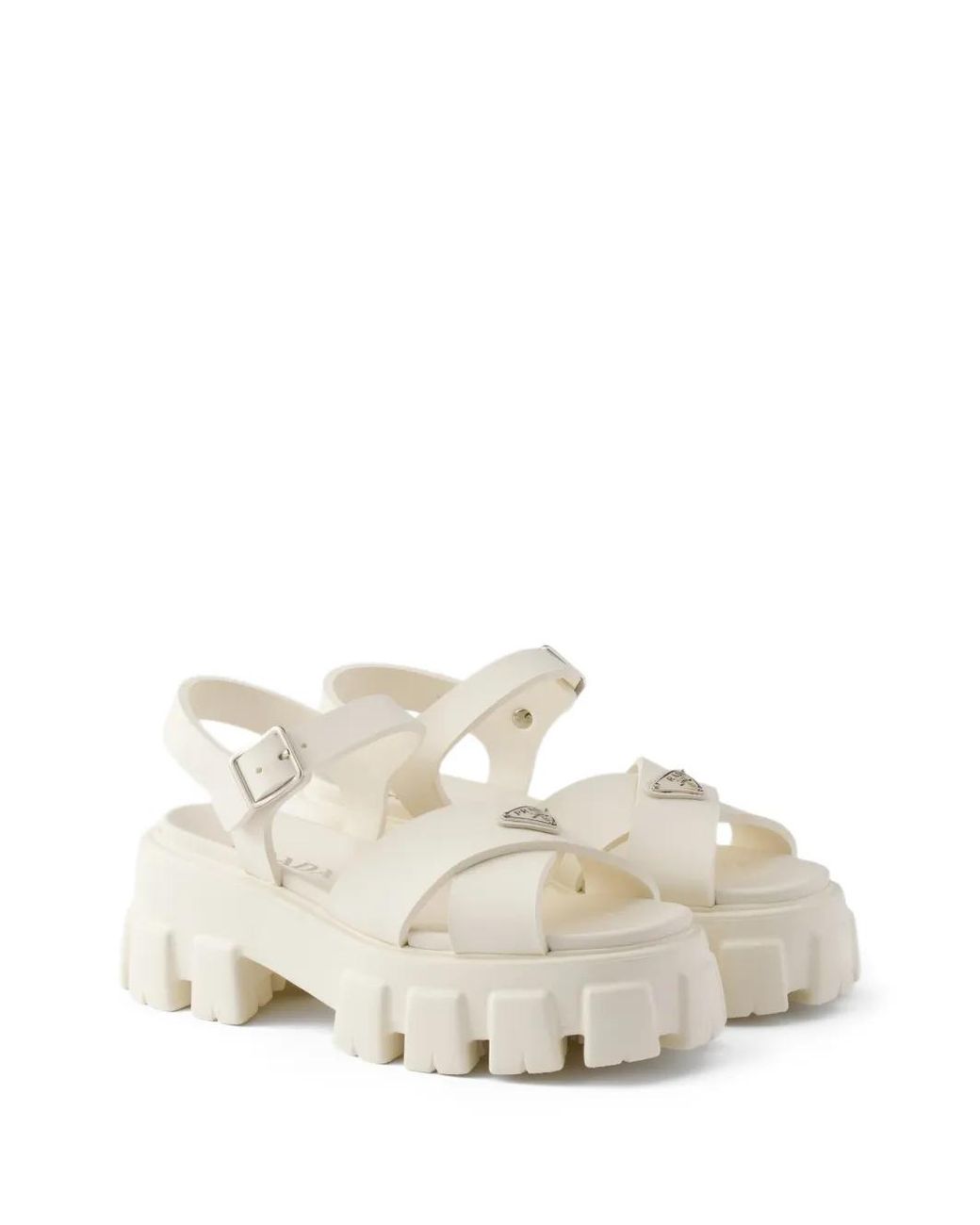 Prada Natural Sandales Monolith À Boucle