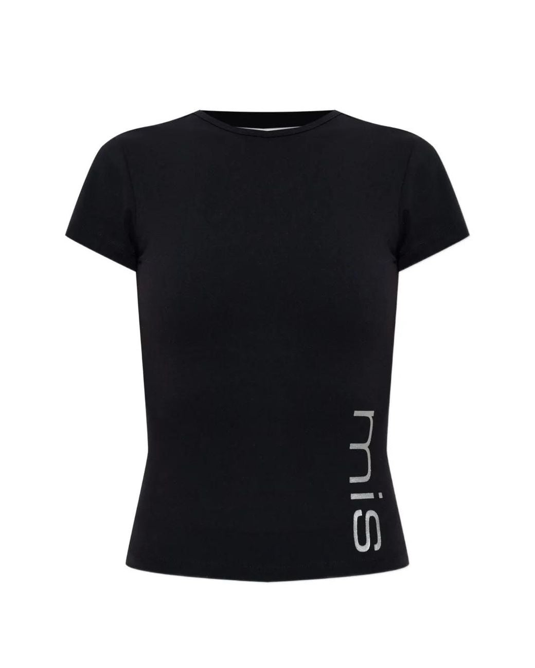 M I S B H V Black T-Shirt À Découpe Au Dos