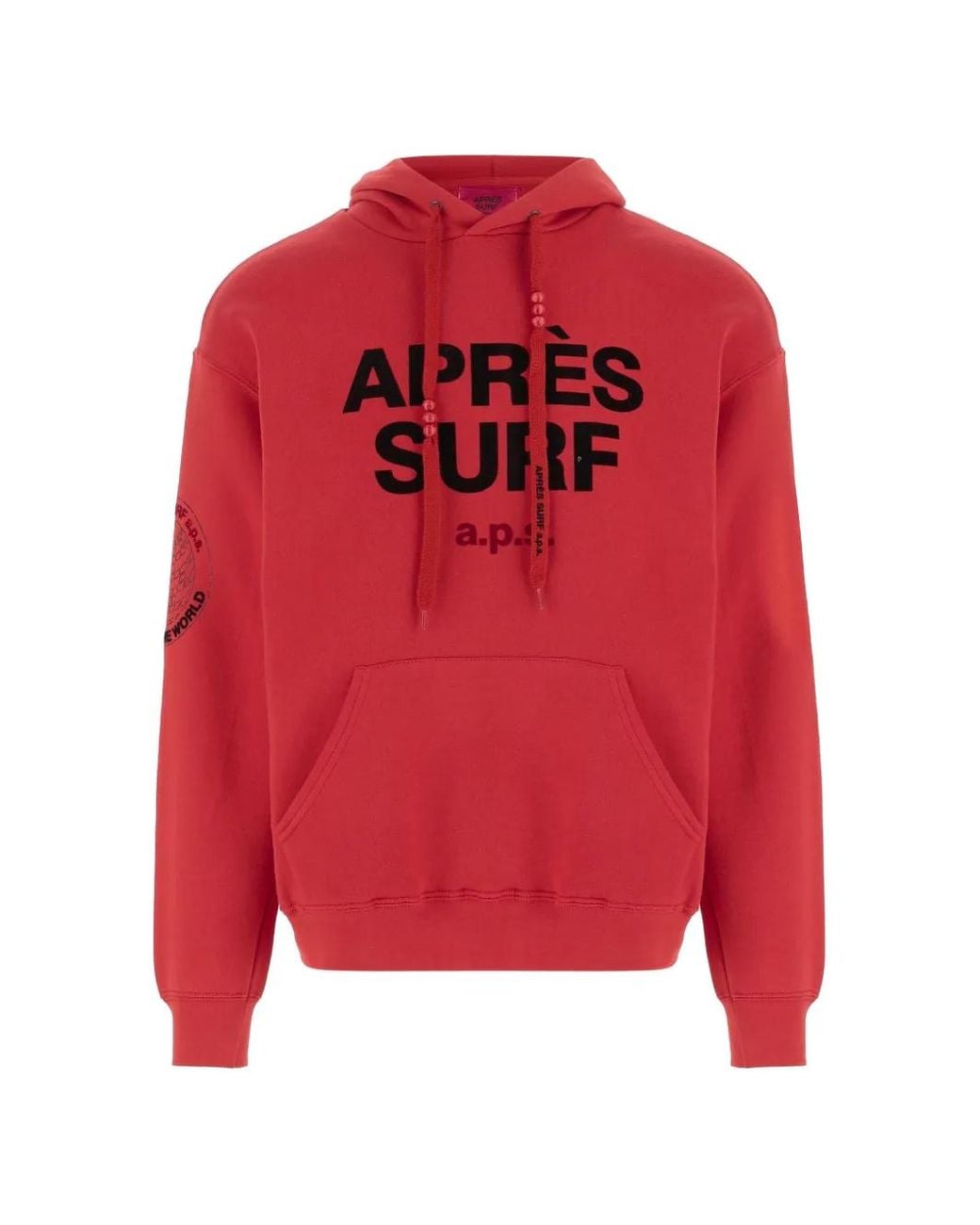 APRÈS SURF Red Logo-Print Floral-Patch Hoodie for men