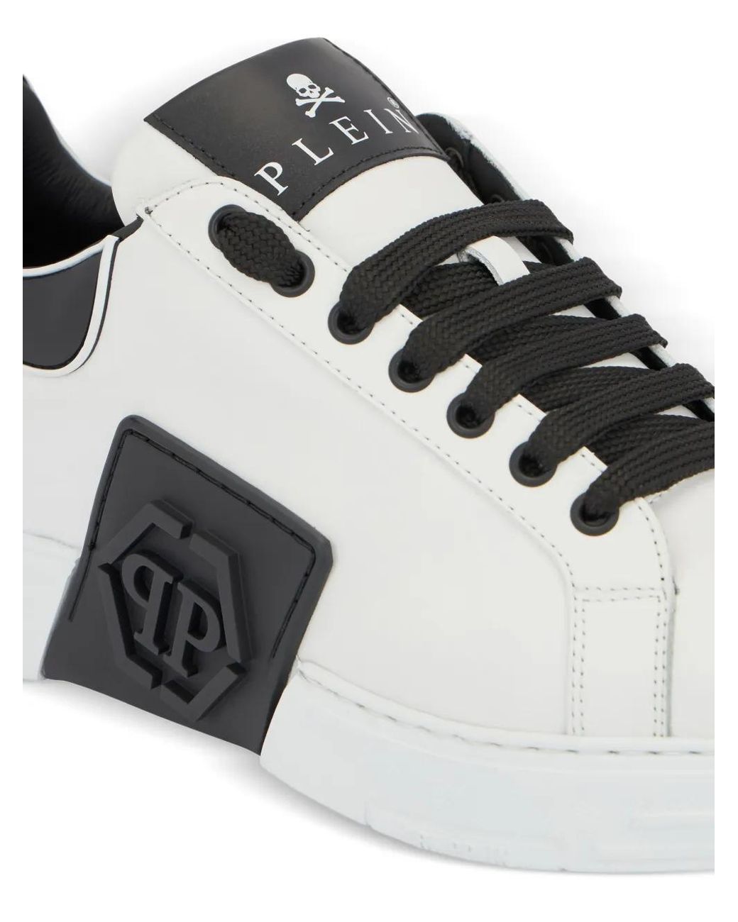 Philipp Plein White Logo Plaque Low-Top Trainers