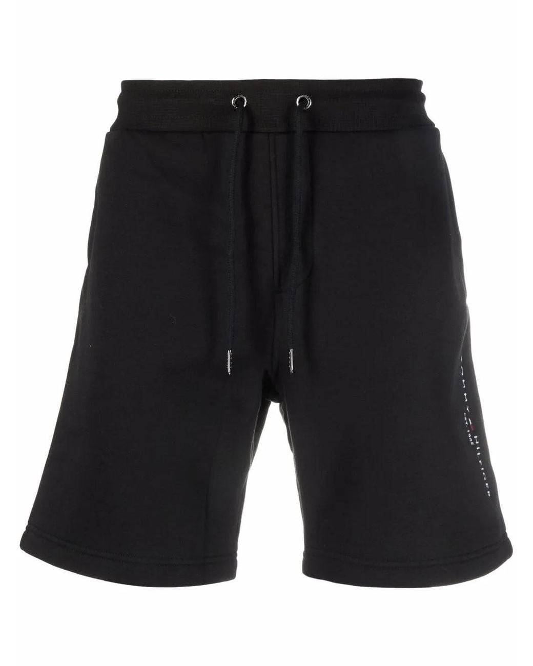 Tommy Hilfiger Black Drawstring-Waist Cotton-Blend Track Shorts for men