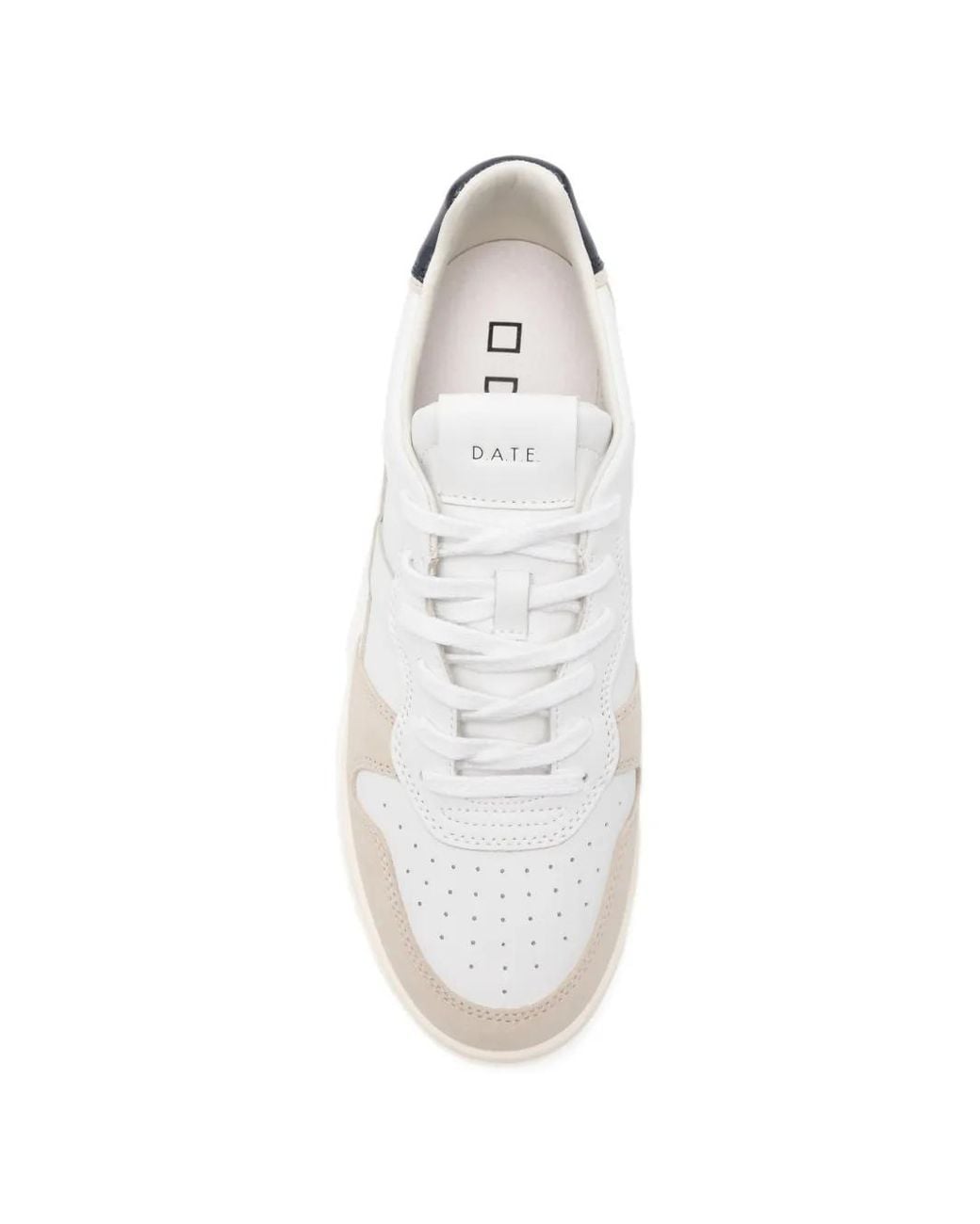 Date White Perforated Panel Sneakers for men