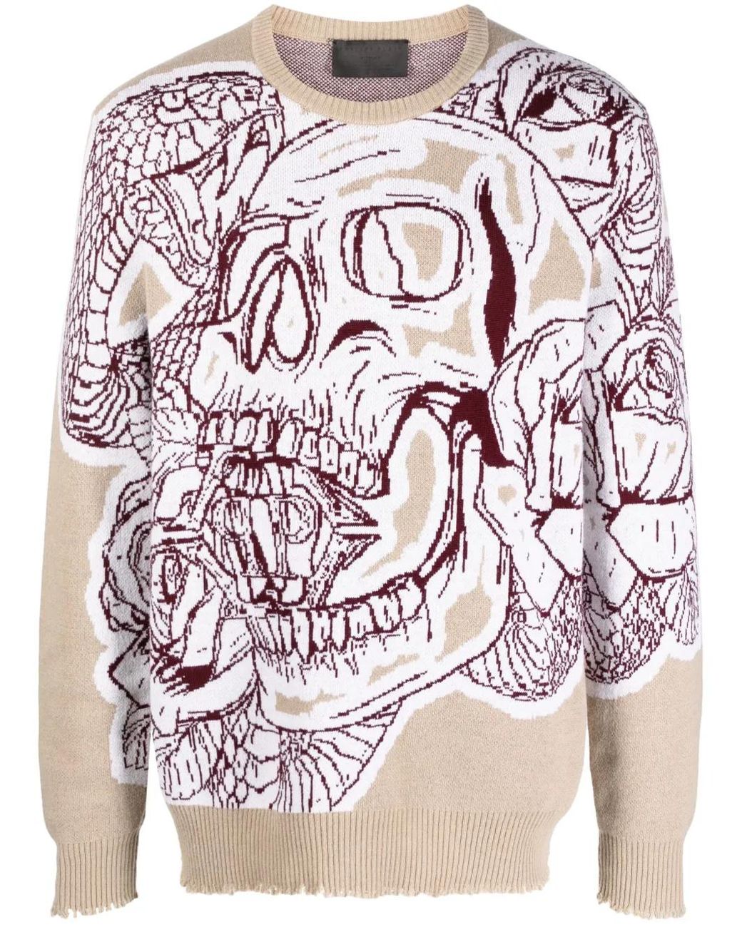 Philipp Plein Pink Skull Patterned-Intarsia Sweatshirt for men