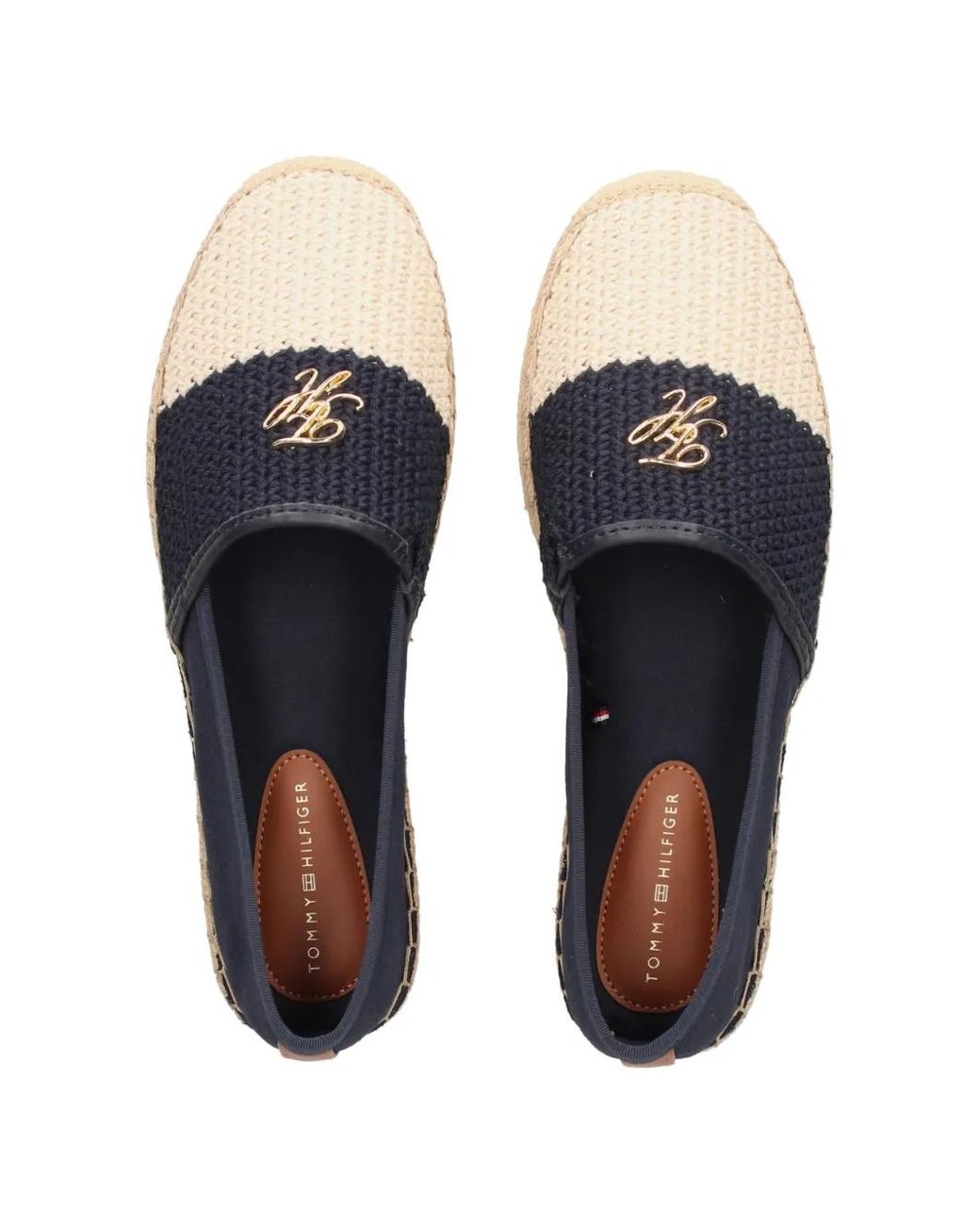 Tommy Hilfiger Blue Crochet-Knit Slip-On Espadrilles