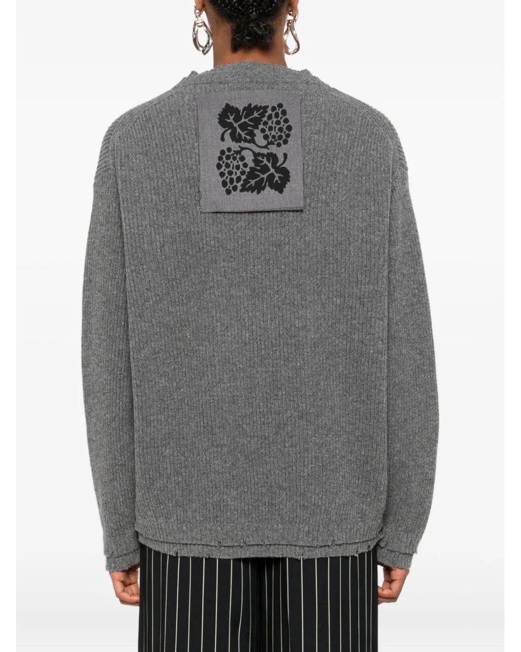 FEDERICO CINA Gray Ribbed Wool Sweater