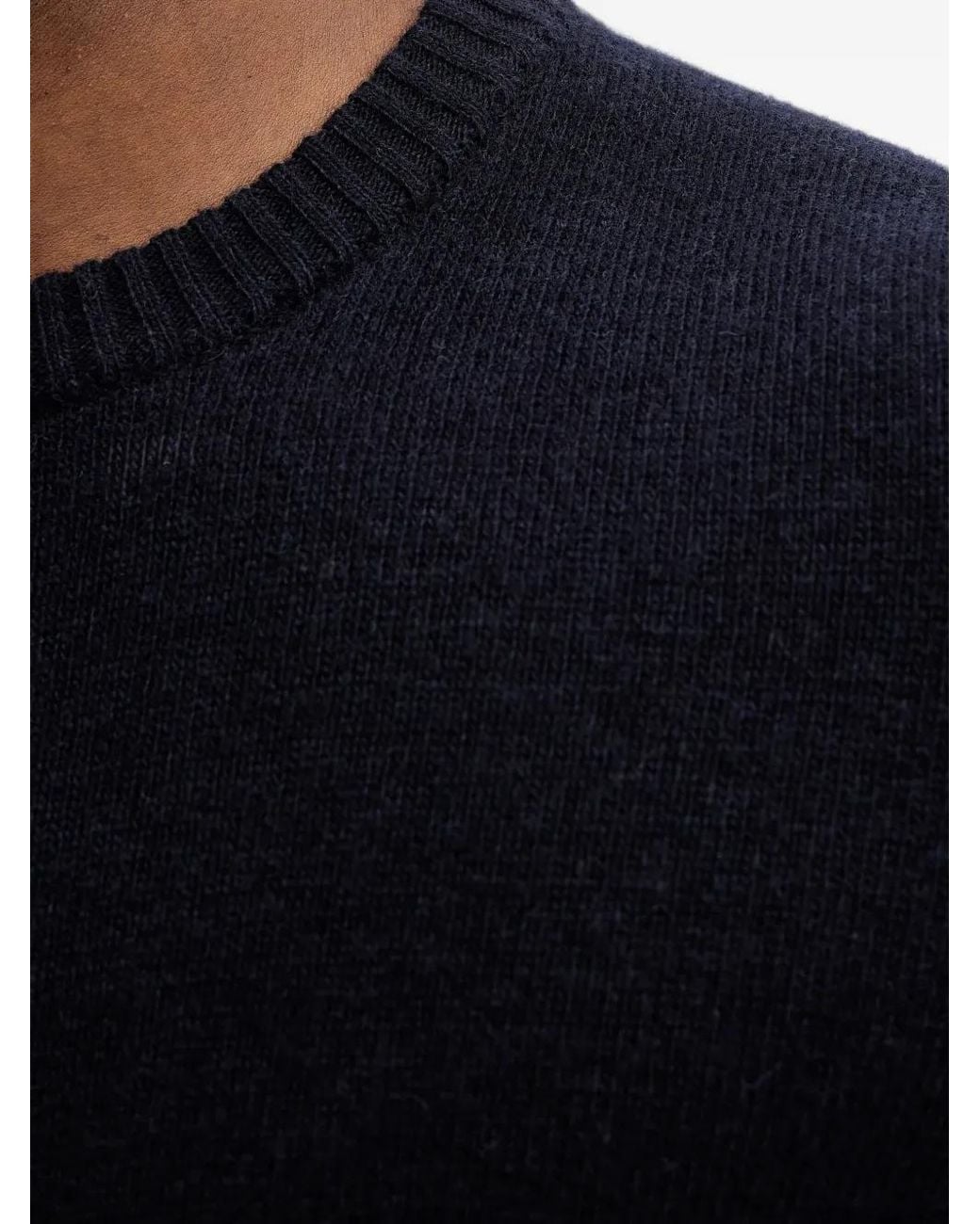 Lindbergh Blue Ribbed-Knit Crew-Neck Sweater for men
