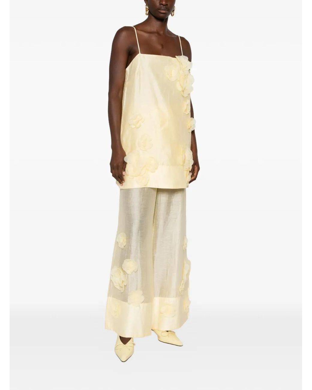 Aje. Natural Cloudscape Floral-Appliqué Blouse