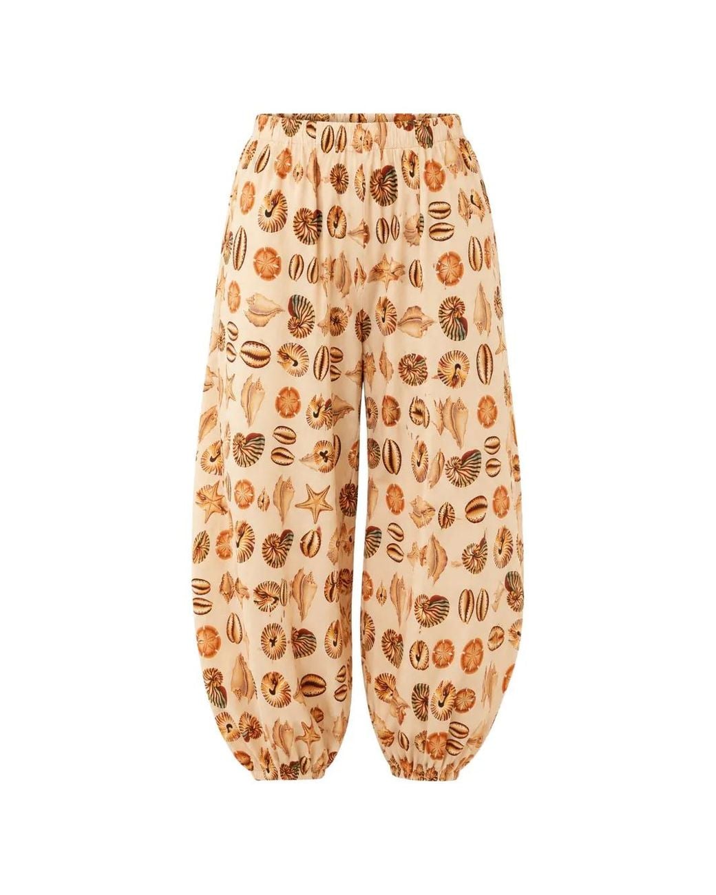 Farm Rio White Shell-Print Balloon Trousers