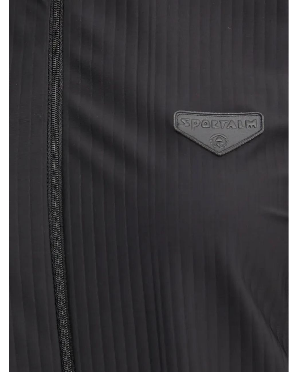 Sportalm Black Ribbed-Knit Zip-Up Sweater