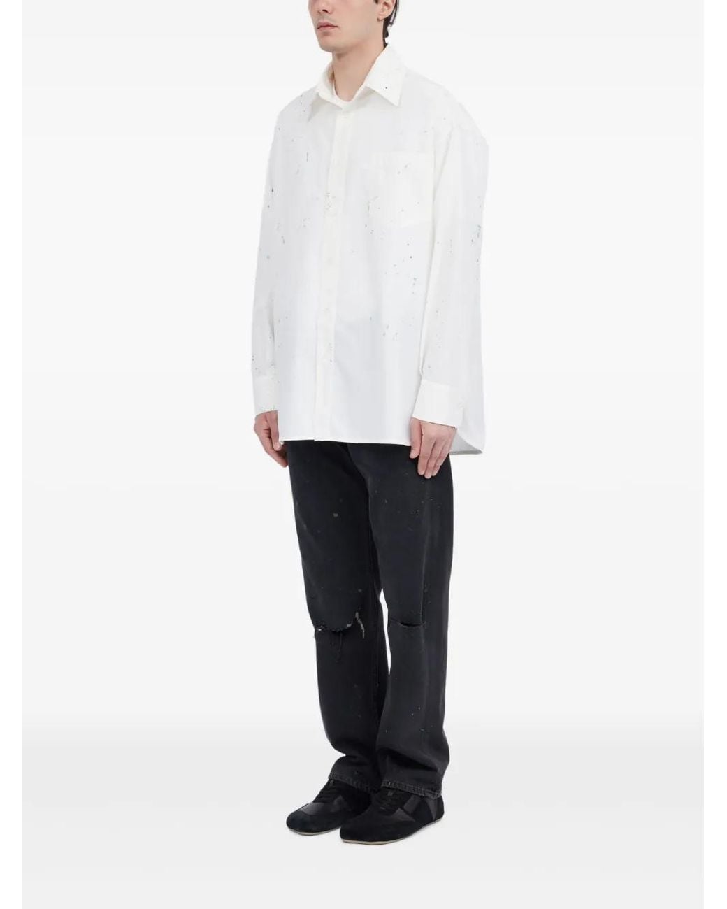 MM6 by Maison Margiela White Paint-Splatter Shirt for men