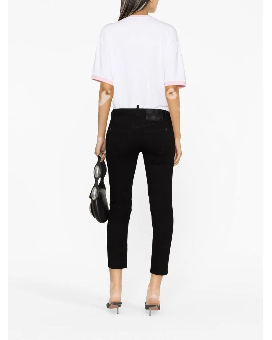 DSquared² Black Logo-Plaque Tapered Jeans