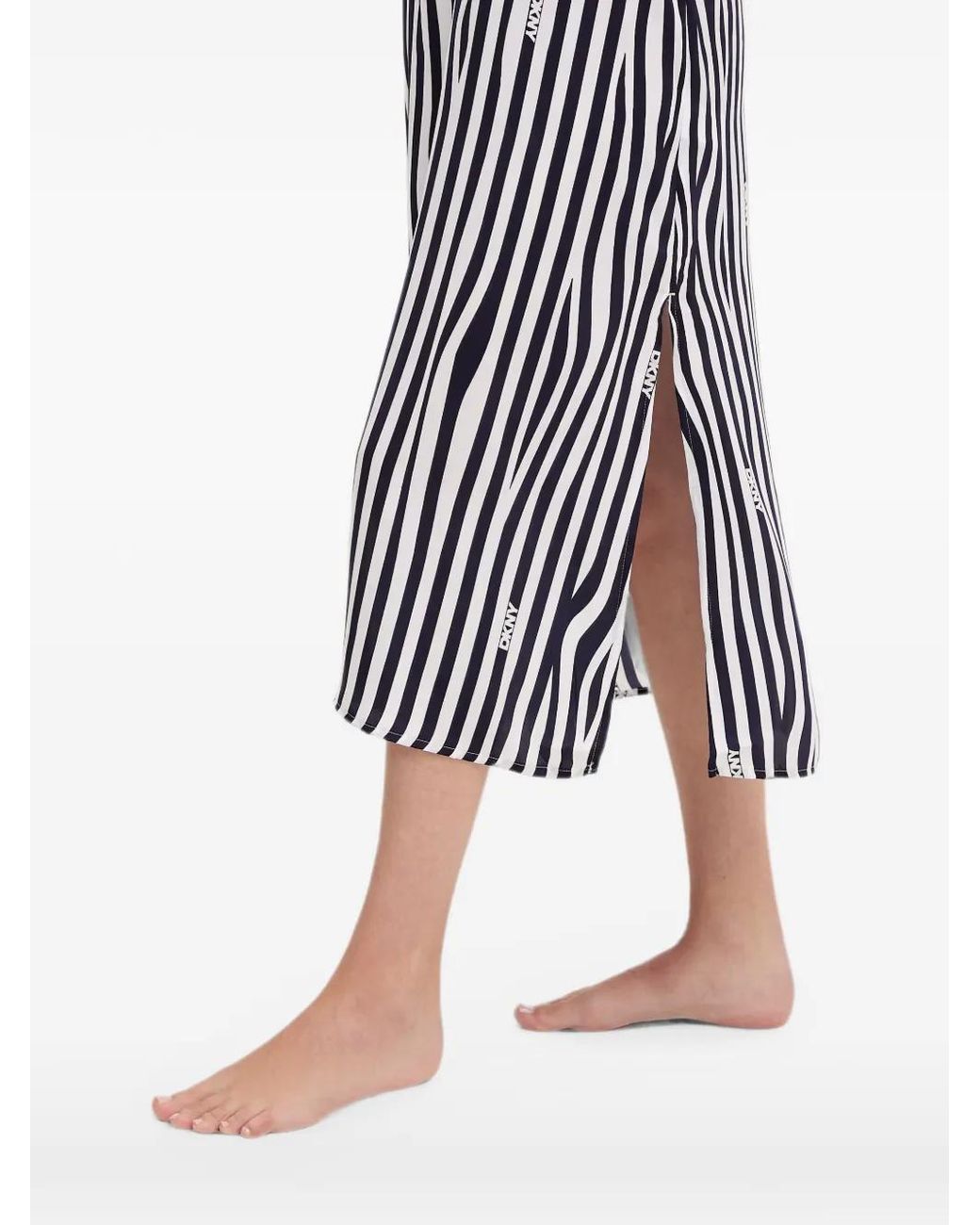 DKNY White Striped Logo-Print Nightdress