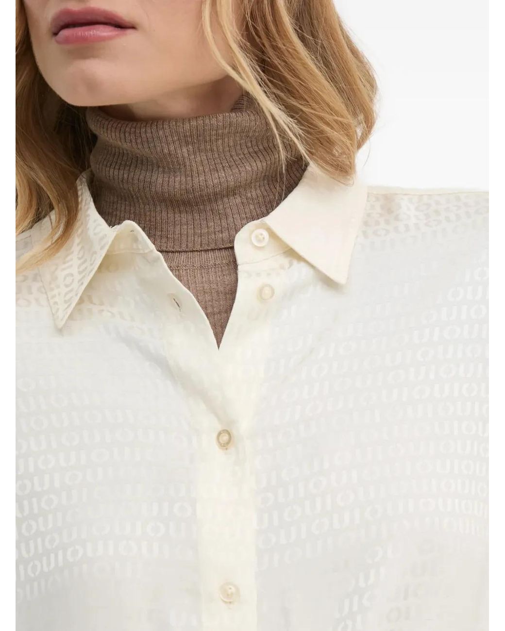 Ouí White Buttoned Patterned Shirt