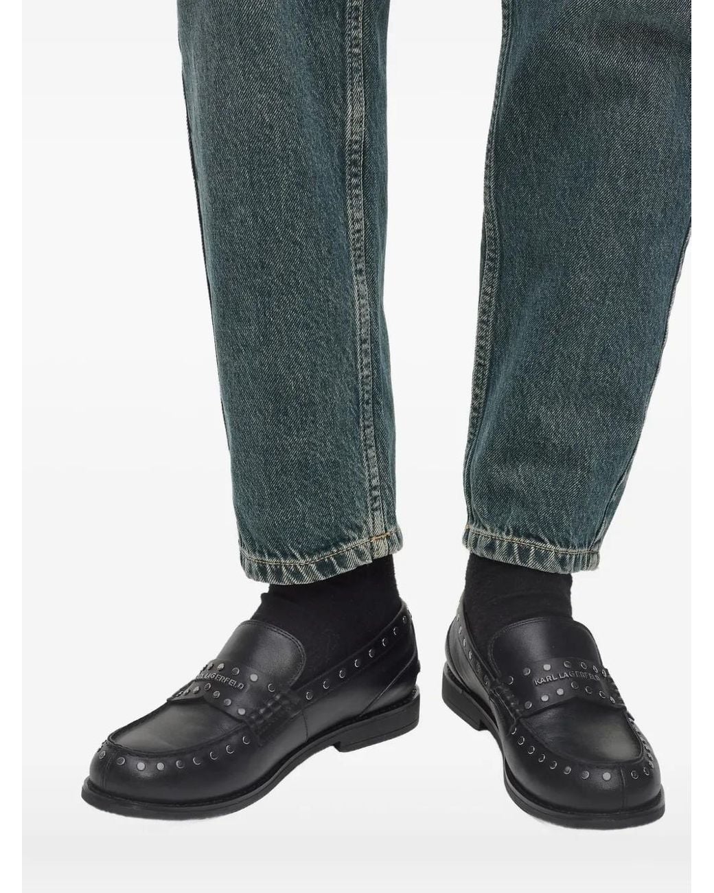 Karl Lagerfeld Black Mia Studded Loafers