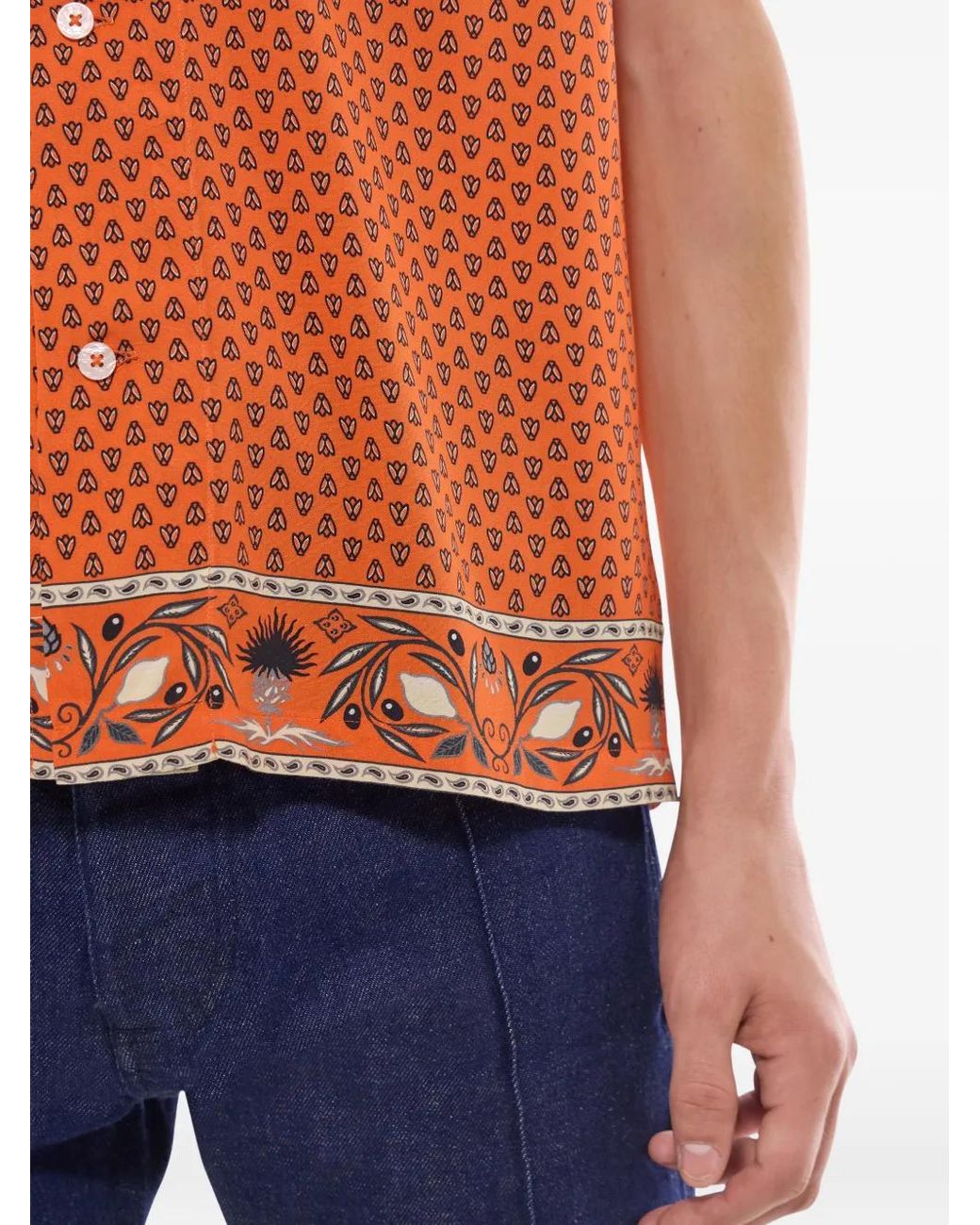 Fursac Orange Short-Sleeve Shirt for men