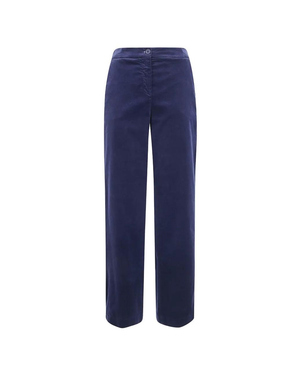 Via Masini 80 Blue Corduroy Straight-Leg Trousers