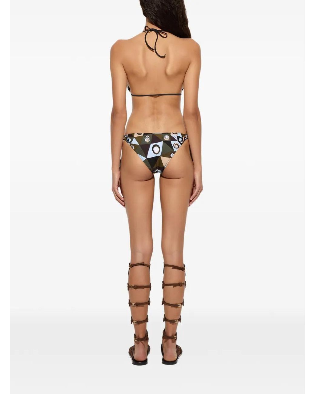 Emilio Pucci Metallic Occhi-Print Triangle Bikini Top