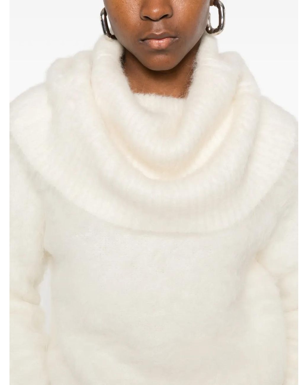 Totême White Funnel Alpaca-Blend Sweater