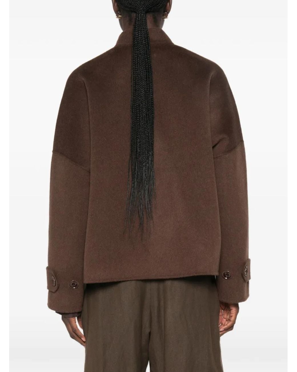 Sessun Brown Button-Up Boxy Jacket