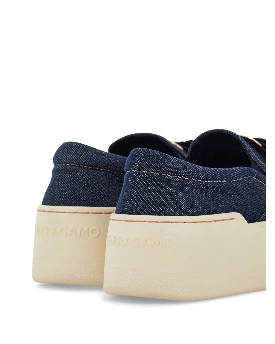 Ferragamo Blue Vara Plate Platform Slip-On Shoes