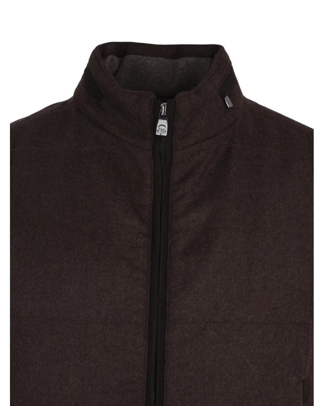 Corneliani Brown Zip Outdoor Waistcoat for men