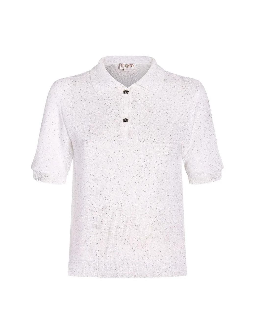 Genny White Sequin Maglieria Knitwear