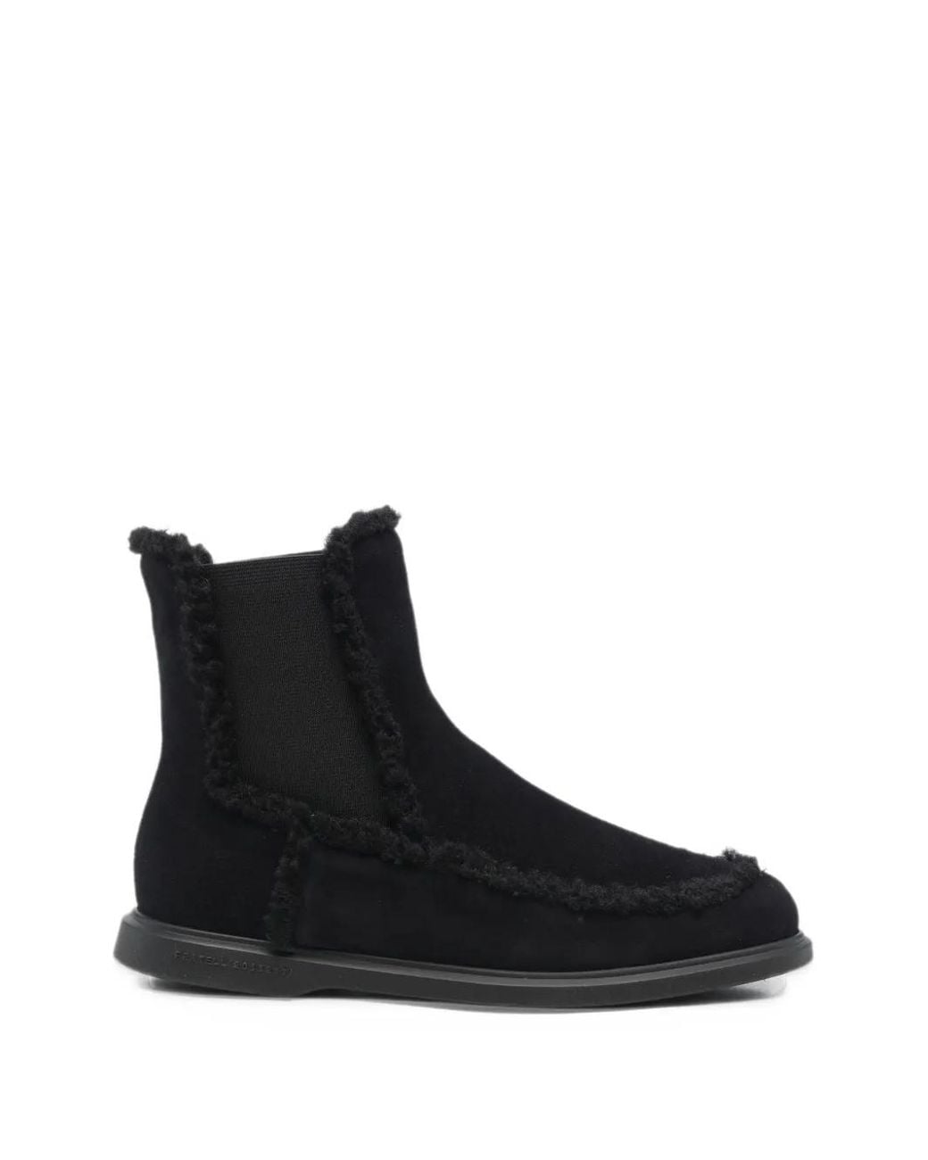 Fratelli Rossetti Black Shearling-Trim Suede Boots for men