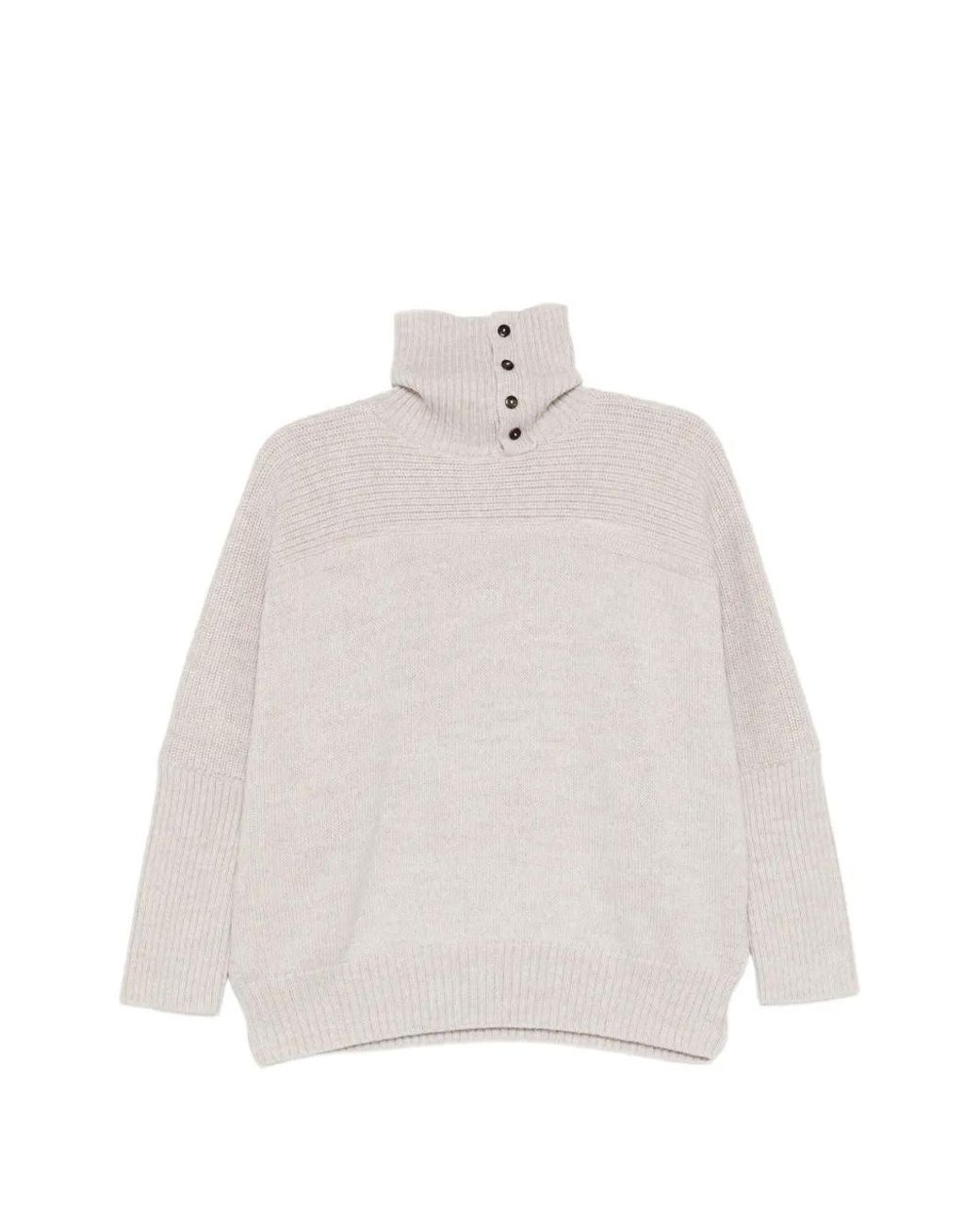COTEMP White Button-Neck Ribbed-Knit Jumper