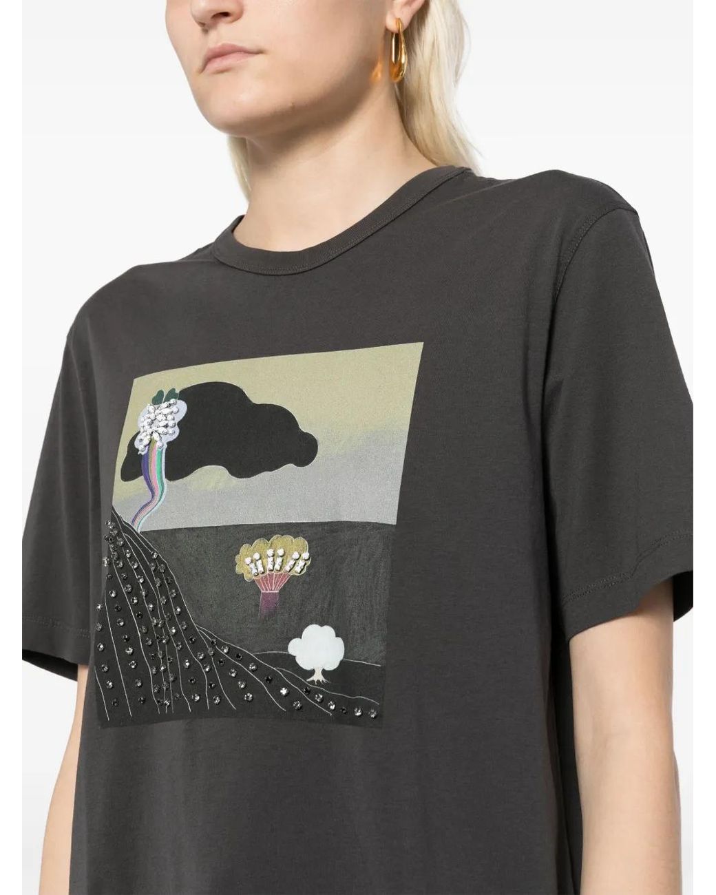 JNBY Black Printed Short-Sleeved T-Shirt
