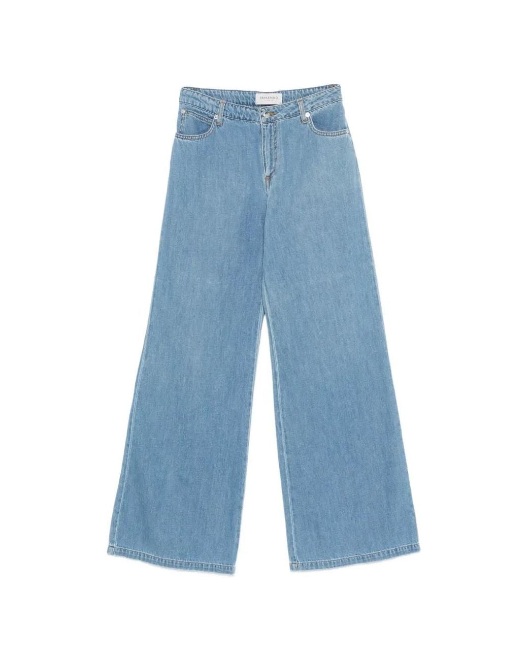 ERMANNO FIRENZE Blue Five-Pocket Wide Leg Jeans