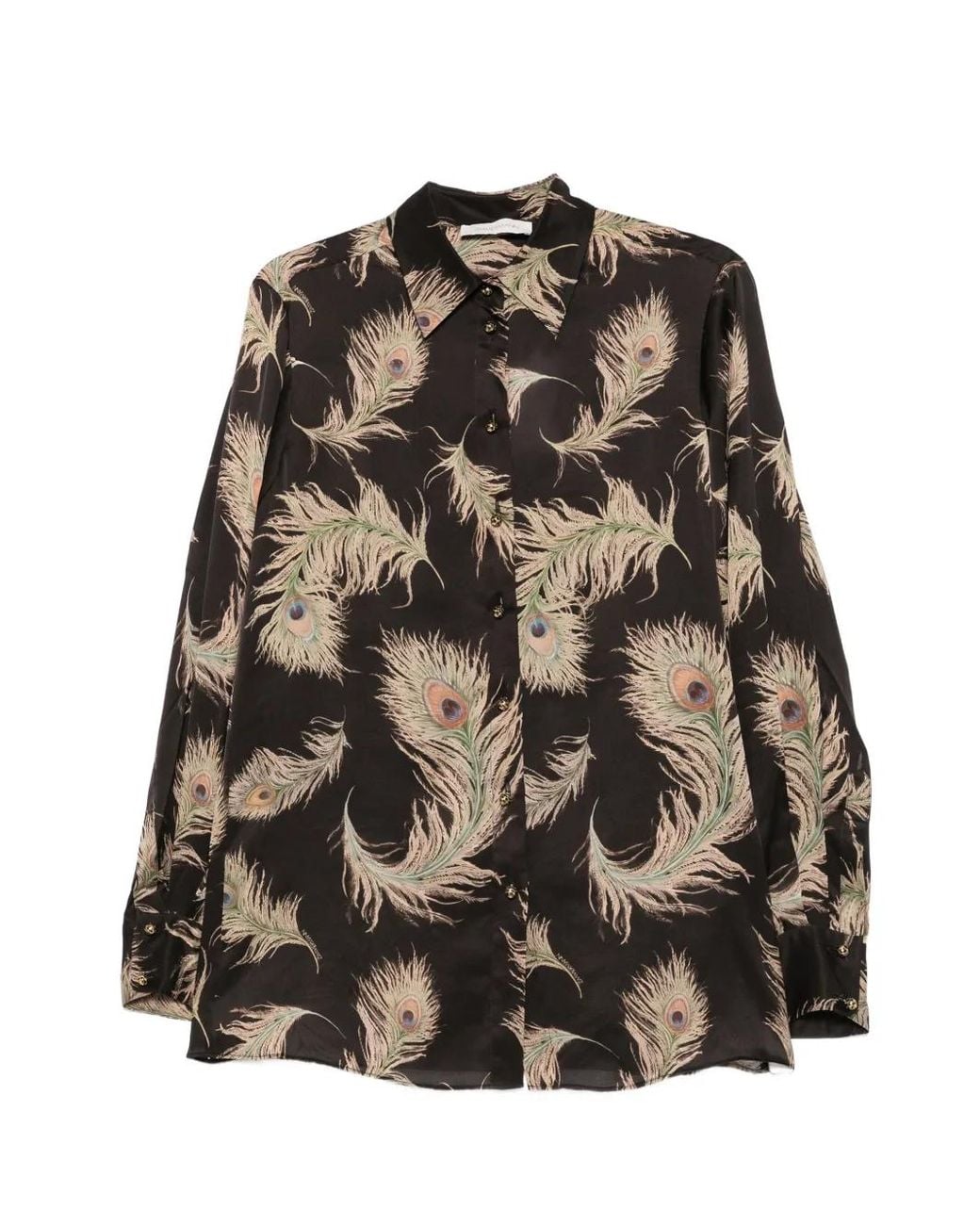 Zimmermann Brown Valiant Feather-Print Shirt
