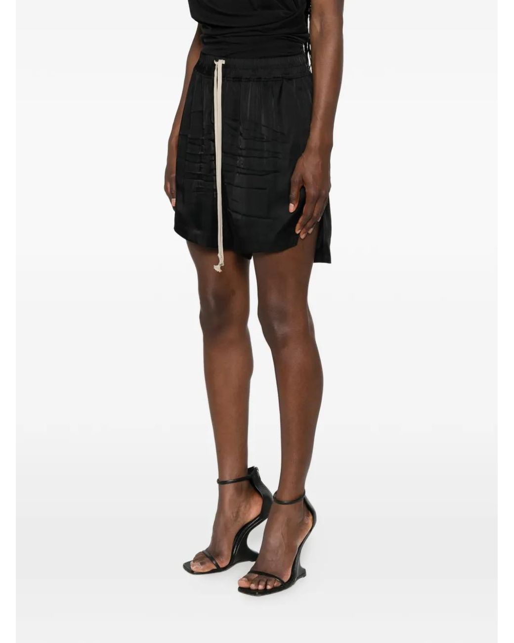 Rick Owens Black Drawstring Shorts