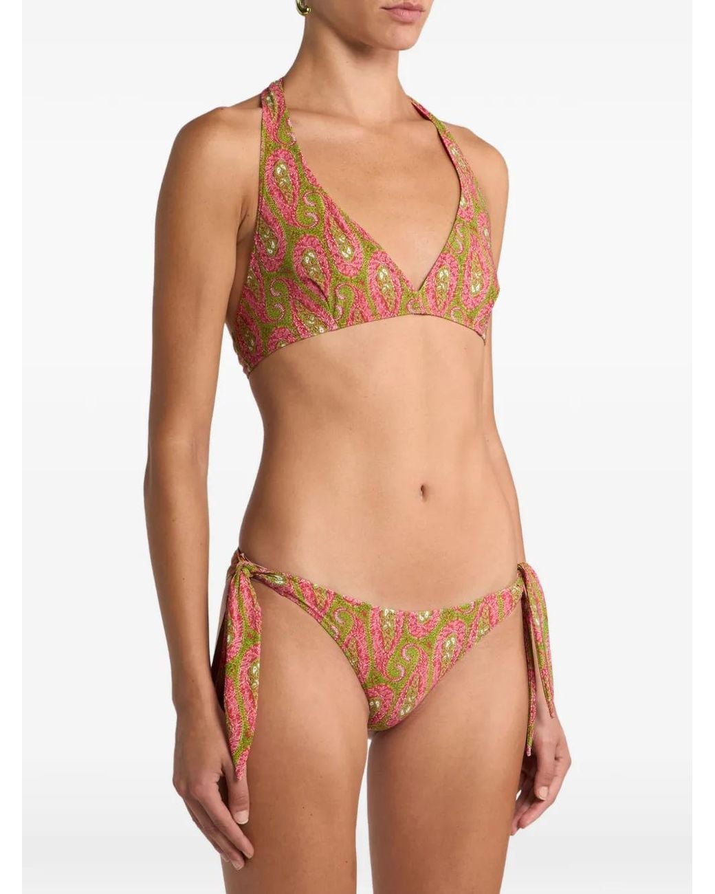 Etro Pink Bikini With Paisley Foliage Motif