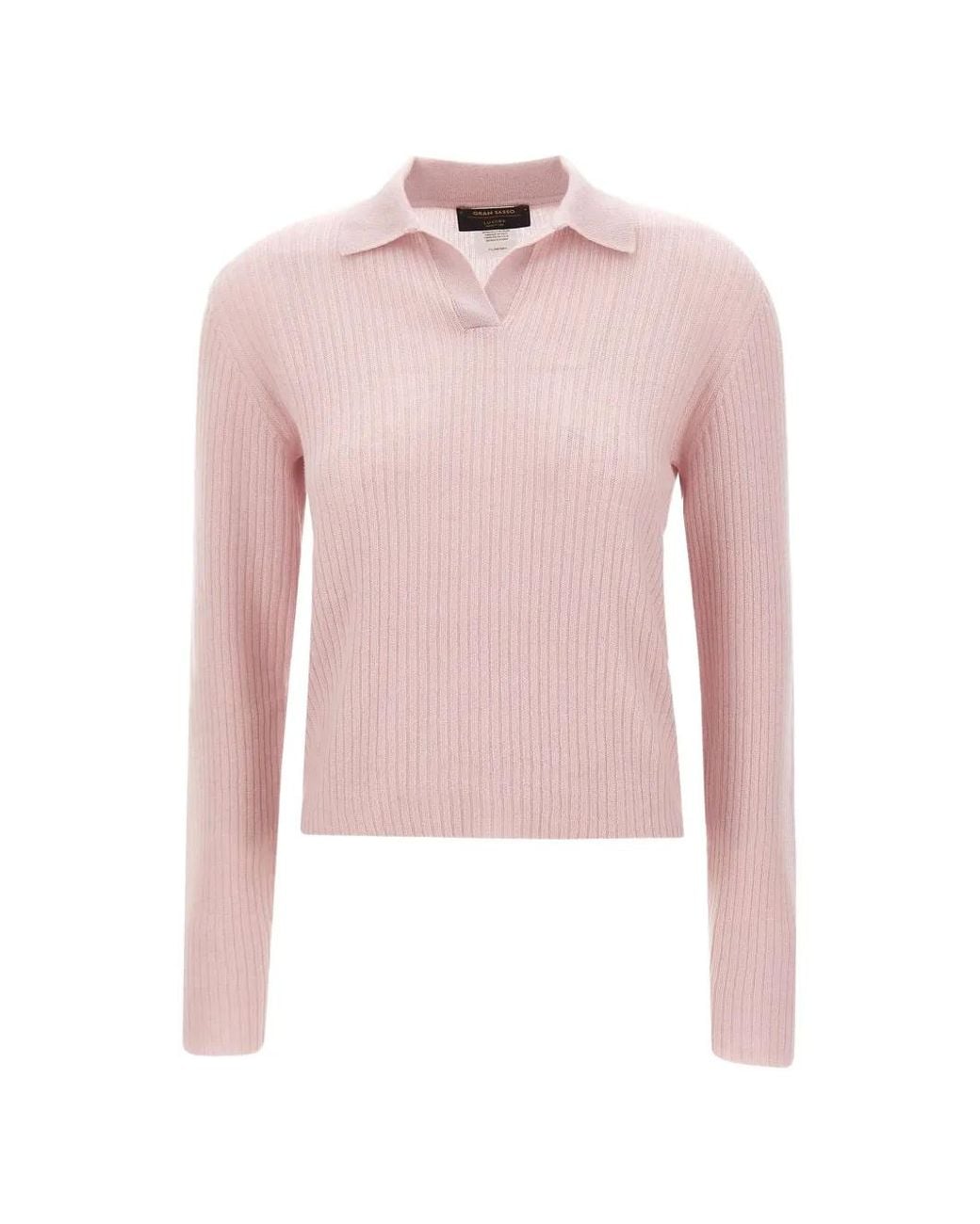 Gran Sasso Pink Ribbed-Knit Long-Sleeve Sweater