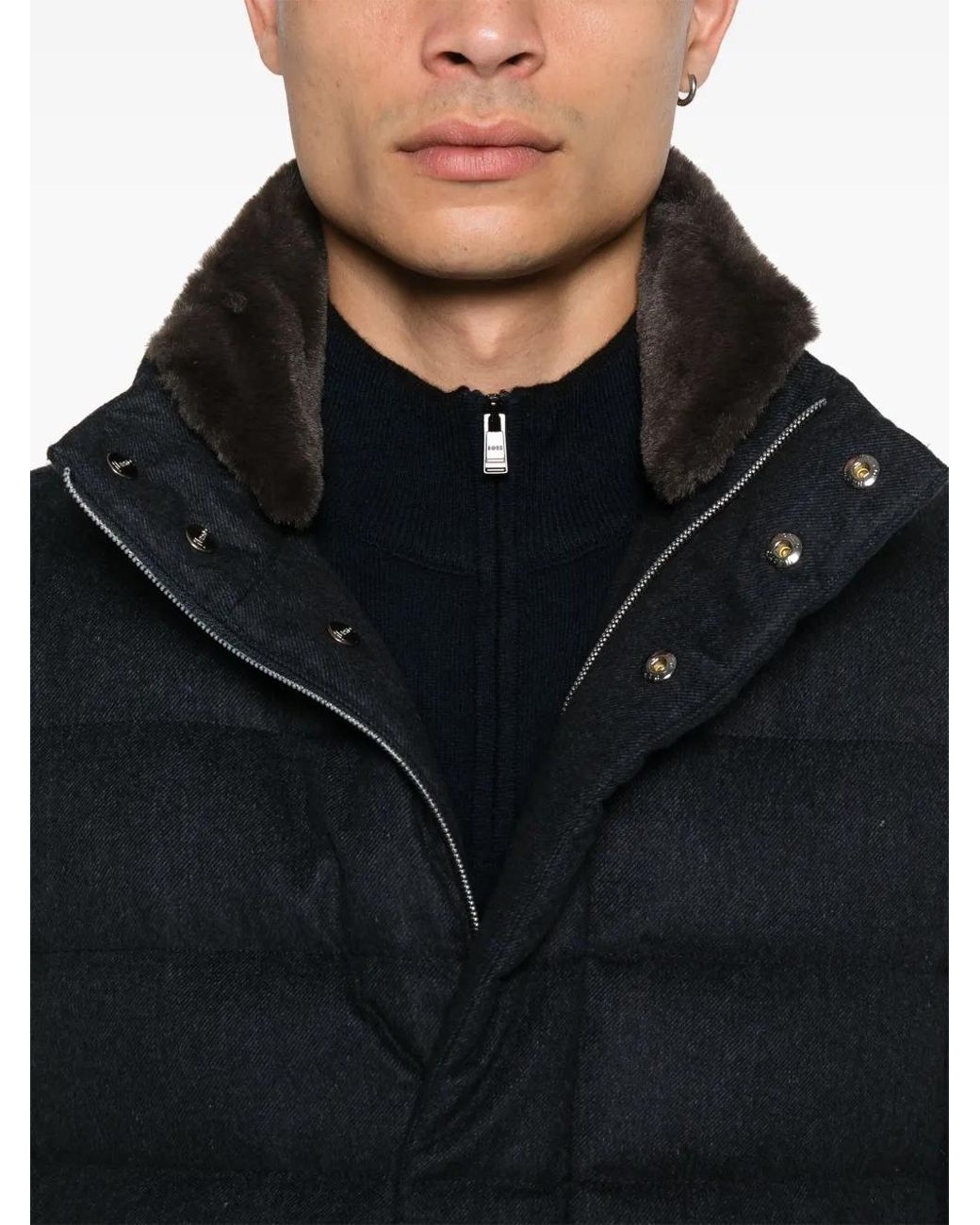 Herno Blue Quilted Coat for men