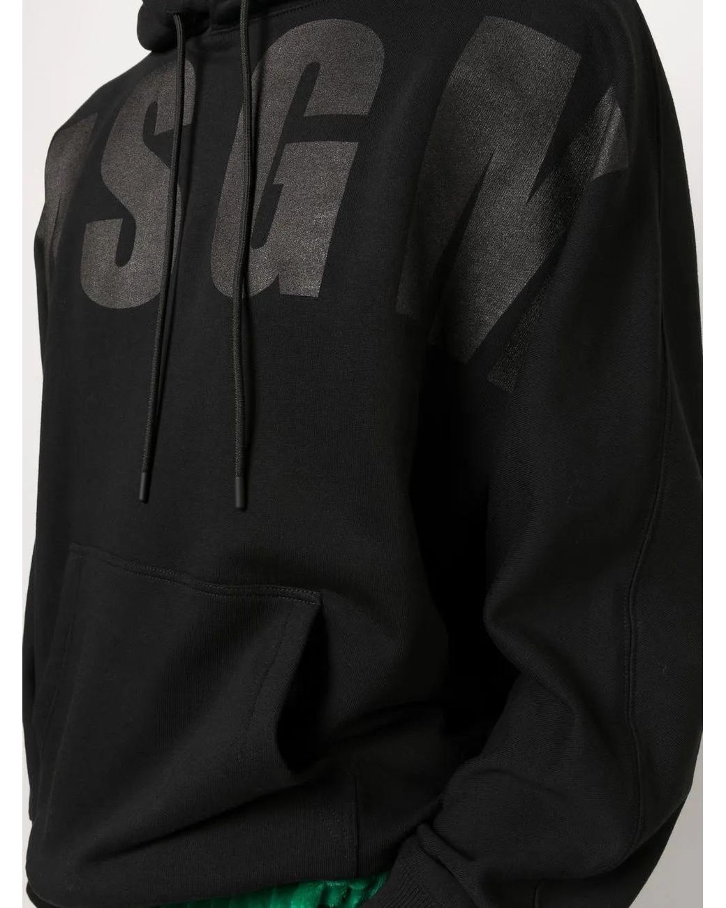 MSGM Black Appliqué Logo Hoodie for men
