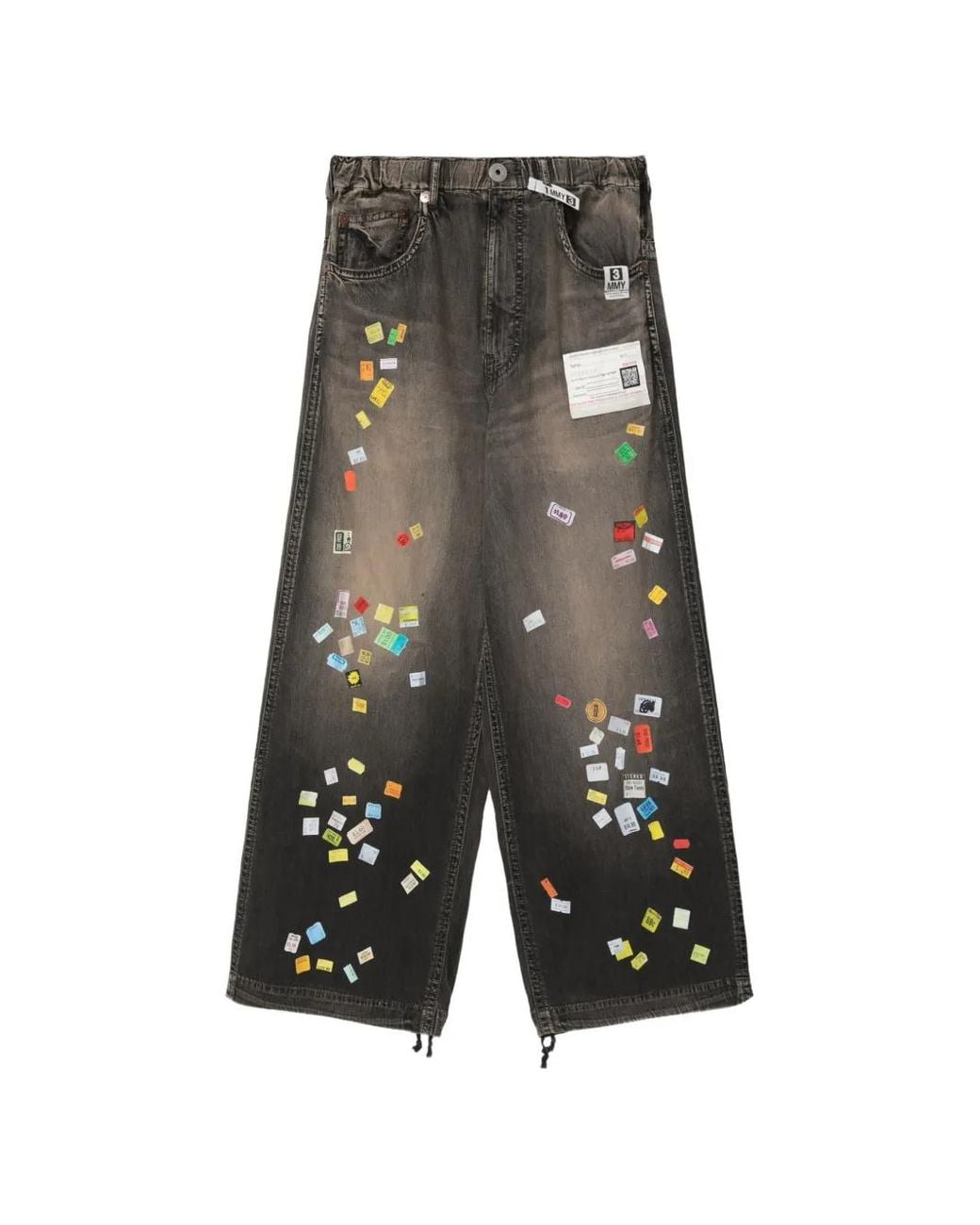 Maison Mihara Yasuhiro Gray Price Tag Sticker-Printed Wide Denim Pants for men
